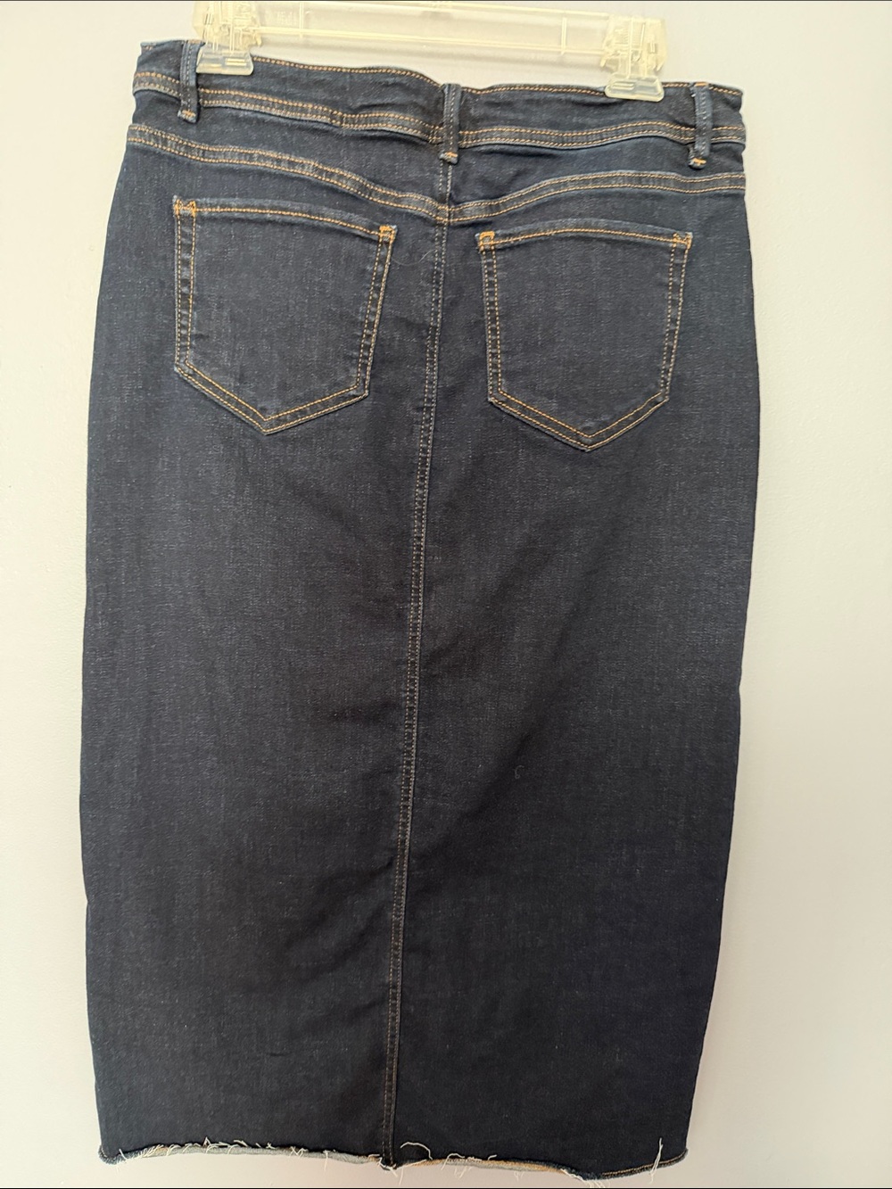 J.Jill Front-Slit Denim Midi Skirt Dark Indigo Sz 8 - Picture 11 of 13
